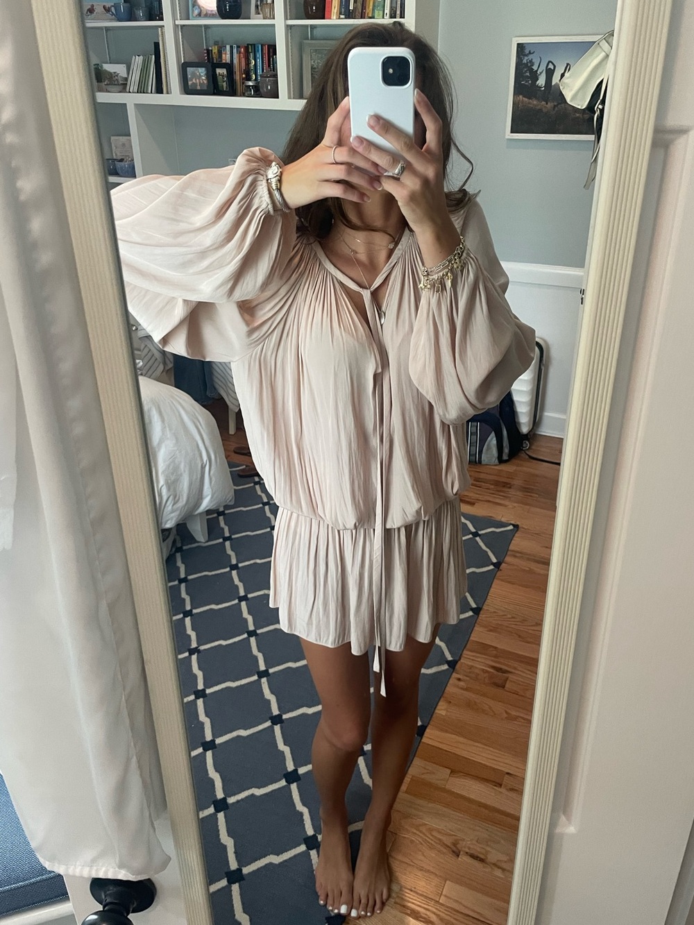 Ramy Brook Blush Pink Long-Sleeve Mini Dress - Picture 3 of 8